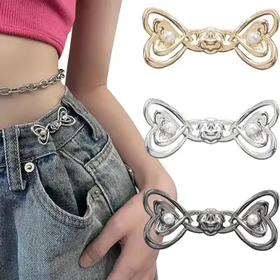 Heart Shaped Jeans Button Tightener Set, 1/2/4 Pairs Handmade Jeans Button Pins, Easy To Install Waist Tightener Button for I...
