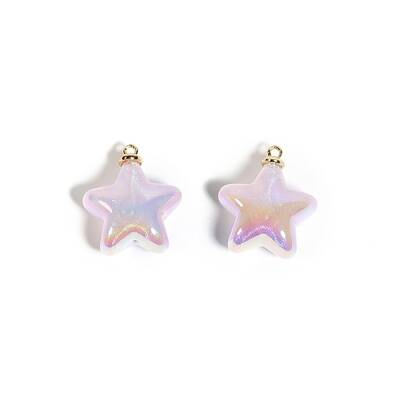 10Pcs UV Plated Iridescent Opaque Resin Pendants