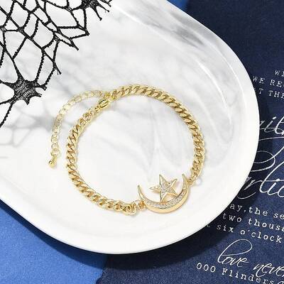 Brass Micro Pave Clear Cubic Zirconia Charm Bracelets