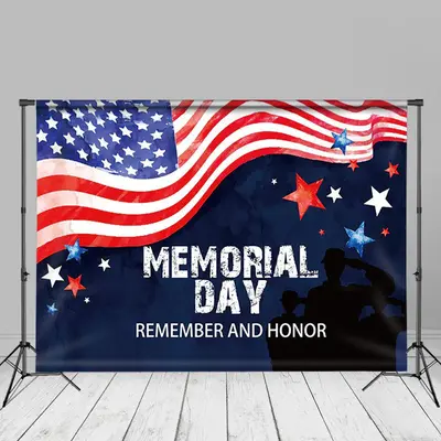Colorful Stars USA Flag Memoridal Day Backdrop For Photo - Aperturee