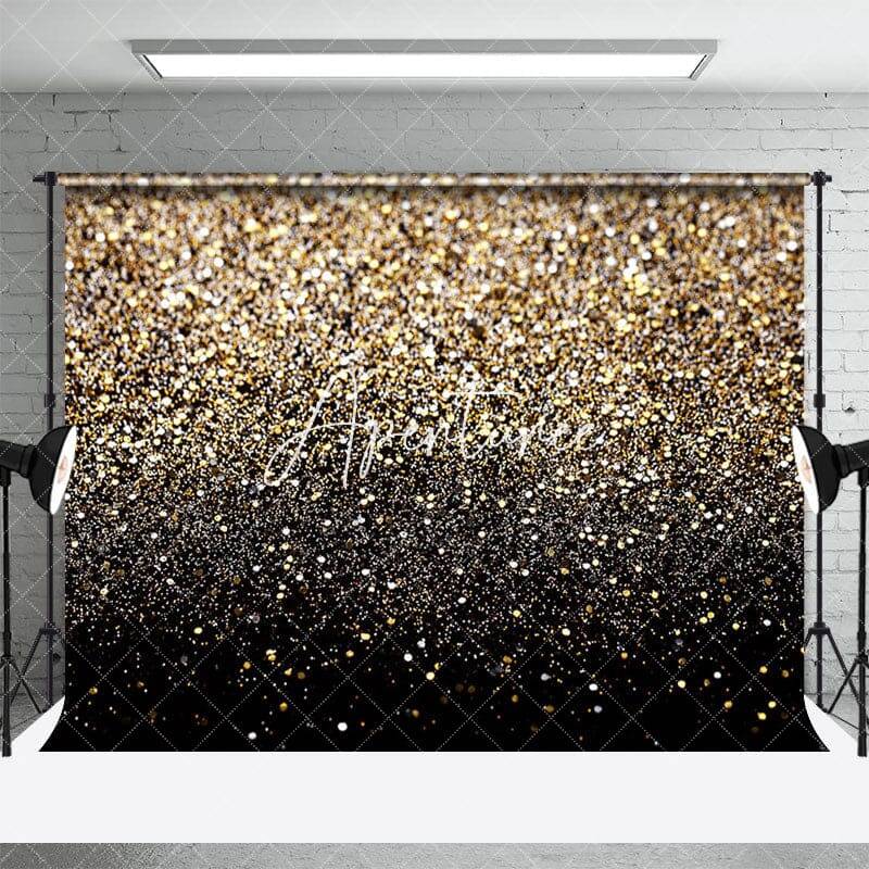 Aperturee Gold Black Glitter Sparkle Dance Party Backdrop, 3X2FT(1MX0.6M), 14 USD, dance backdrops, YZHD0O67-M