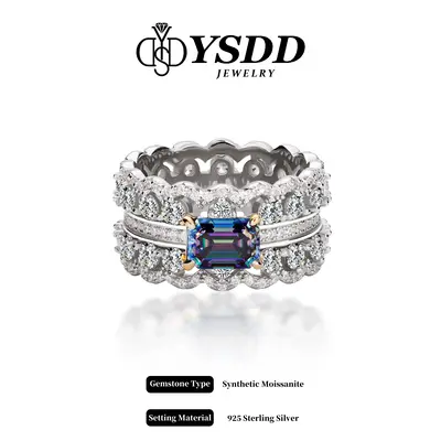 【#134 Luxury】1Carat Peacock Blue Premium Band S925 Synthetic Moissanite Ring