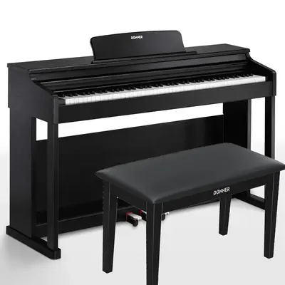 Donner DDP-100 Weighted Digital Piano - Black / Piano+Two-Seater Bench