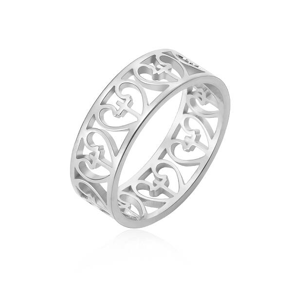Non-Tarnish Heart with Cross Stainless Steel Hollow Finger Ring
