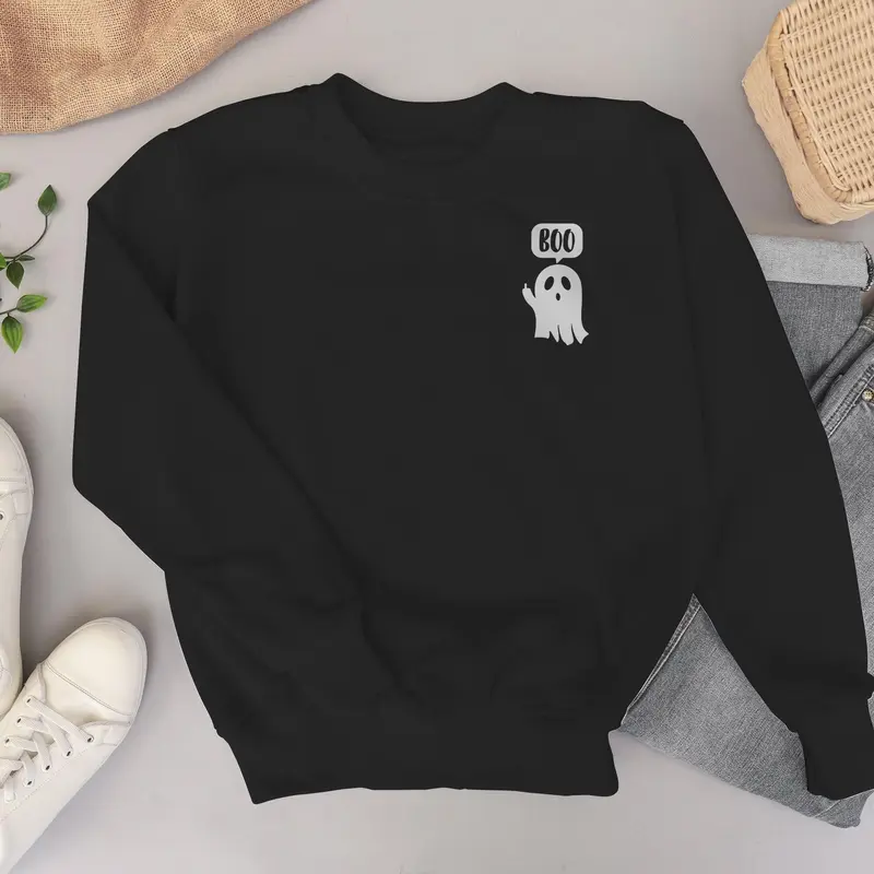 Boo Middle Finger Sweatshirt, Ghost Funny Hoodie, Halloween Ghost Hoodie, Funny Ghost Sweatshirt