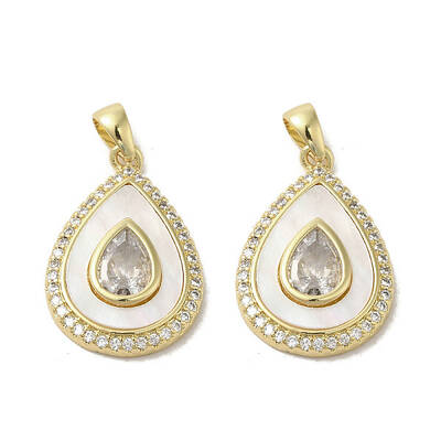 Brass Micro Pave Clear Cubic Zirconia Pendants