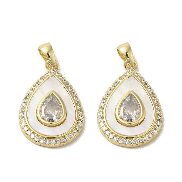 Brass Micro Pave Clear Cubic Zirconia Pendants