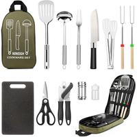 Camping Cooking Utensils Set, Stainless Steel Grill Tools, Camping BBQ Cookware Gear and Equipment for Travel Tenting RV Van ...