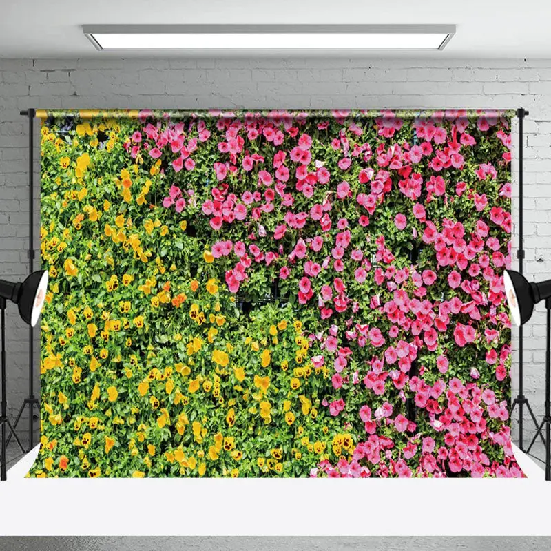 Yellow Red Floral Leaves Spring Photography Backdrop - Aperturee