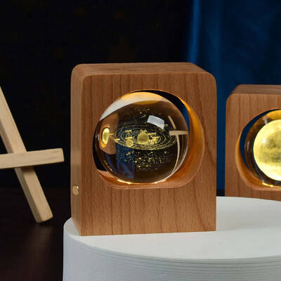 Beech Crystal Ball Night Light | Purity: Solar System | Size: 6cm Usb Connection