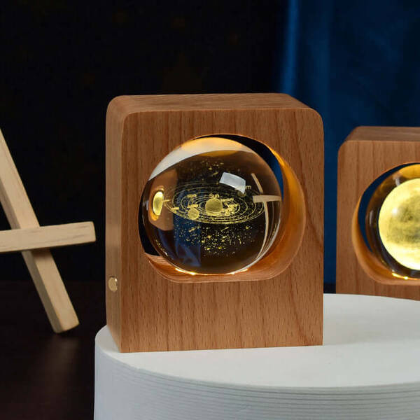 Beech Crystal Ball Night Light | Purity: Solar System | Size: 6cm Usb Connection