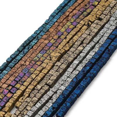 Electroplated Natural Lava Rock Beads Strands