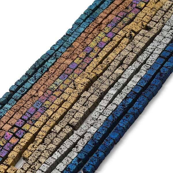 Electroplated Natural Lava Rock Beads Strands