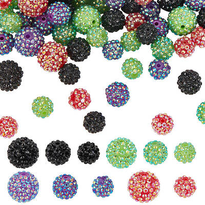 88Pcs 11 Style Resin Rhinestone Beads