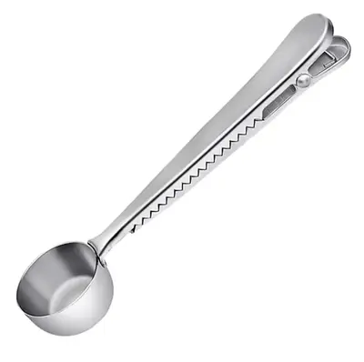 Stainless Steel Measuring Spoon with Sealing Clip - Silver