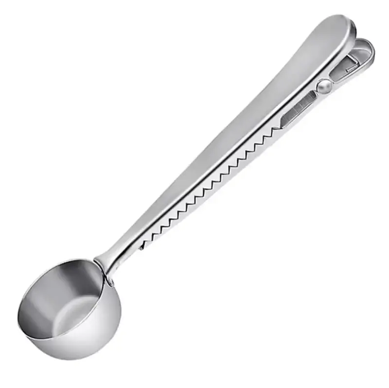 Stainless Steel Measuring Spoon with Sealing Clip - Silver