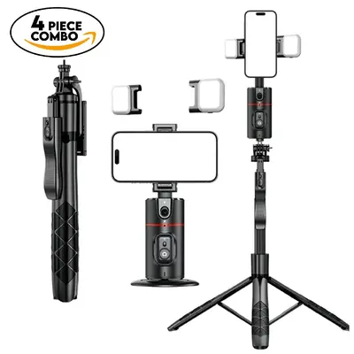 Everything Included- Gimbal Auto Face Tracking- Combo Pack- W/ Separate Extendable Selfie Stick Tripod, Remote Control w/2 Pi...