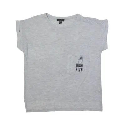 JENNYFER Cropped High Five T-Shirt Grey Short Sleeve Womens M