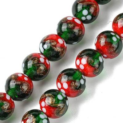 Handmade Gold Sand Lampwork Beads Strands