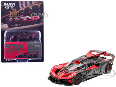 Bugatti Bolide Red and Carbon Fiber Limited Edition 1/64 Diecast Model Car by Mini GT
