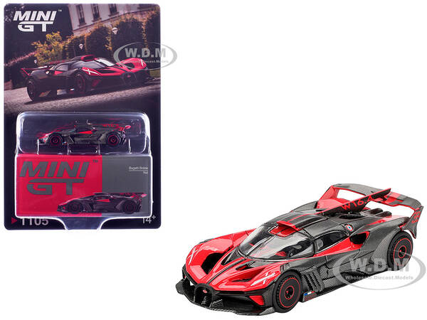 Bugatti Bolide Red and Carbon Fiber Limited Edition 1/64 Diecast Model Car by Mini GT
