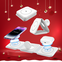 3-in-1 Charging Station for Apple Multiple Devices (White) - 3 in 1 Foldable Magnetic Wireless Charger Dock - Travel Charging...