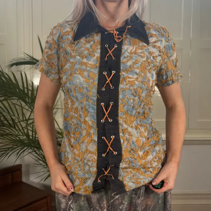 Essenza Short Sleeve Shirt - Medium Blue Polyester Blend