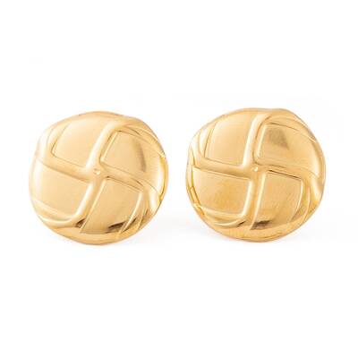 Ion Plating(IP) Flat Round 304 Stainless Steel Stud Earrings for Women