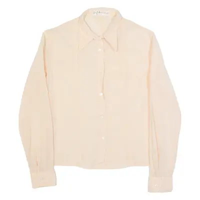 JEAN CACHAREL Sheer Womens Shirt Pink Collared Long Sleeve M