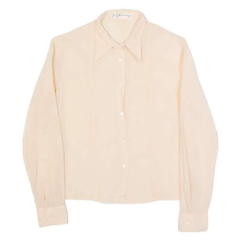 JEAN CACHAREL Sheer Womens Shirt Pink Collared Long Sleeve M