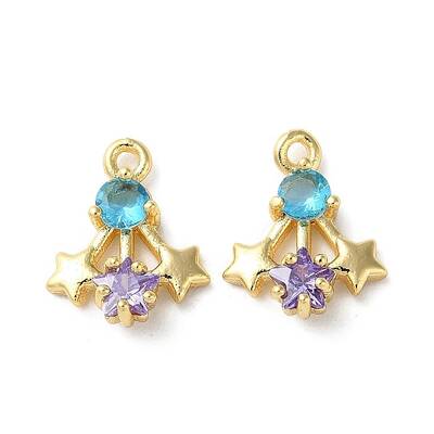 Brass Micro Pave Cubic Zirconia Charms