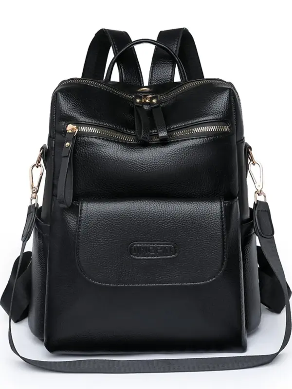 Simple Solid Color Classic Backpack with Adjustable Strap, Casual Large Capacity Zipper Shoulder Bag for Women & Girls, Casua...