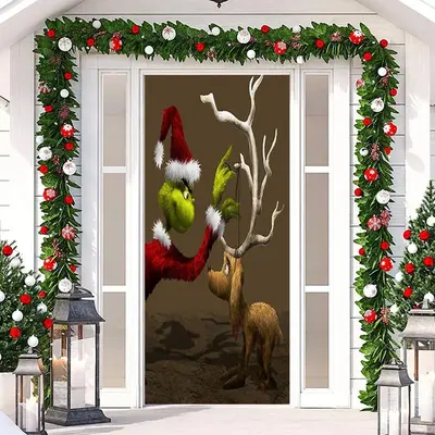 Deep Color Monster Dog Door Cover For Christmas - Aperturee