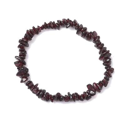 Natural Garnet Chip Beaded Stretch Bracelets for Women Men