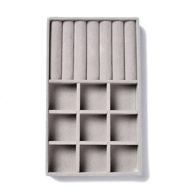9-Grid Rectangle Velvet Jewelry Trays