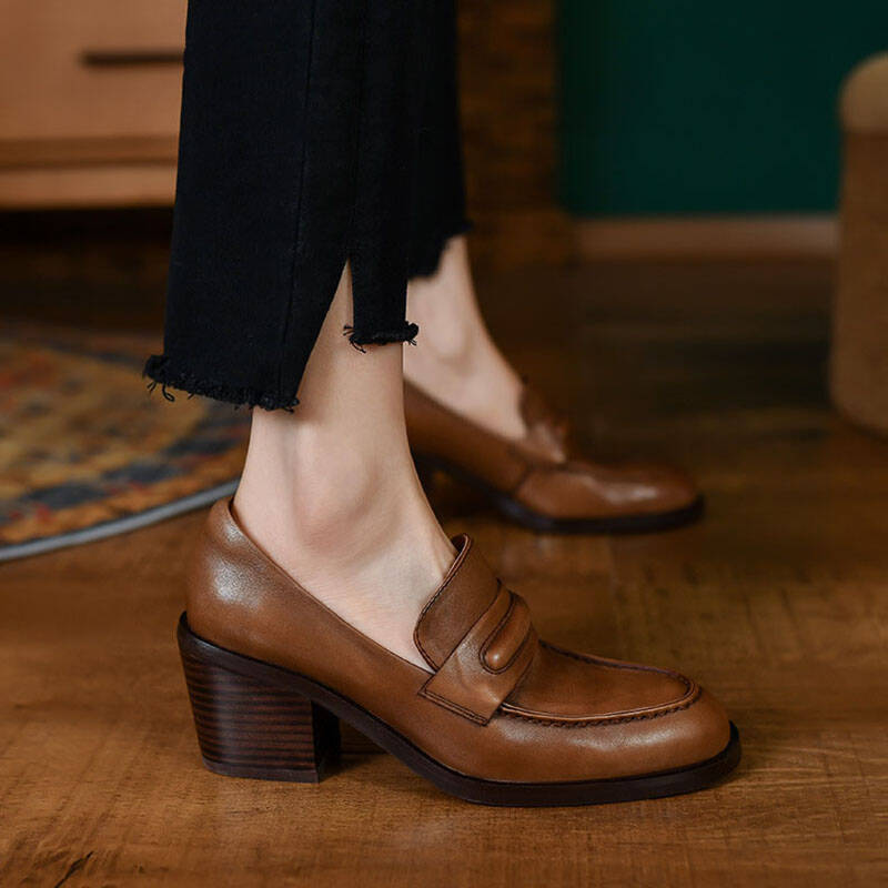 CHIKO Jabari Round Toe Block Heels Loafers Shoes