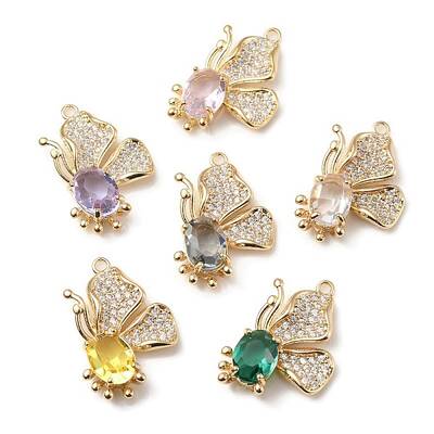 Brass with K9 Glass & Rhinestone Pendants