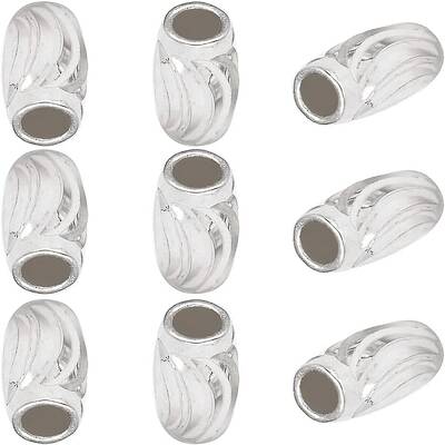 10Pcs Fancy Cut 925 Sterling Silver Rice Beads