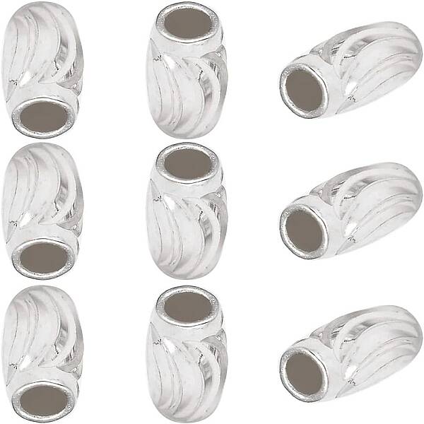 10Pcs Fancy Cut 925 Sterling Silver Rice Beads