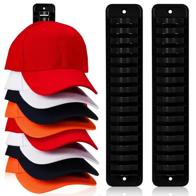 Hat  Organizing Rack for Baseball Caps, Hat Holder Organizer Display for Wall, Door, Closet, Bedroom, Adhesive Or Drilling Do...