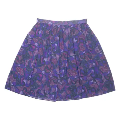 Womens A-Line Skirt Purple Knee Length Crazy Pattern M