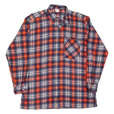 Mens Flannel Shirt Red Check Long Sleeve L