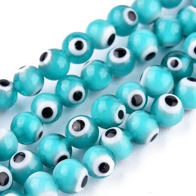 Handmade Evil Eye Lampwork Round Bead Strands