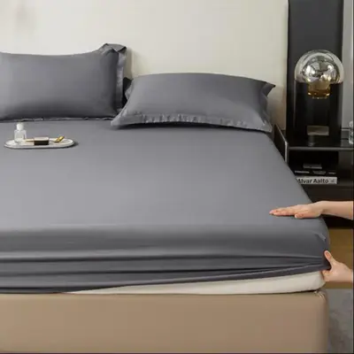 Solid Color Fitted Sheet, Soft Breathable Cooling Bed Sheet, Comfy Bedding  Mattress Topper for Home Bedroom Hotel Dormitory,...