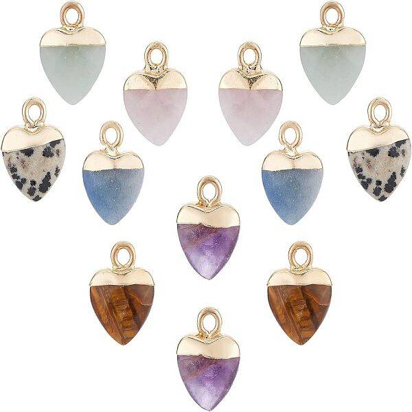 12 Pcs Natural Gemstone Pendants
