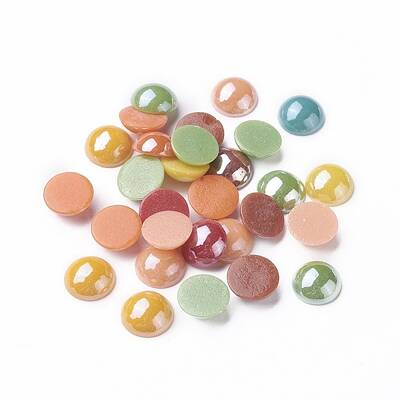 Pearlized Plated Opaque Glass Cabochons