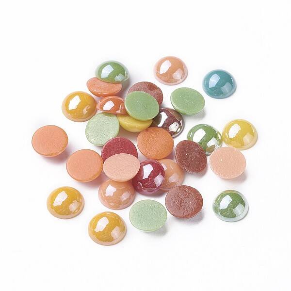 Pearlized Plated Opaque Glass Cabochons