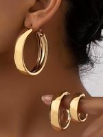 3 Pairs Women's Simple Style Plain Color Hoop Earrings, Casual Trendy Hoop Earrings, Fashionable Jewelry for Women for Daily ...
