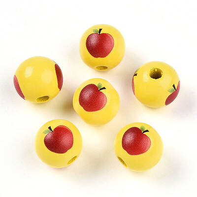 Printed Wood European Beads