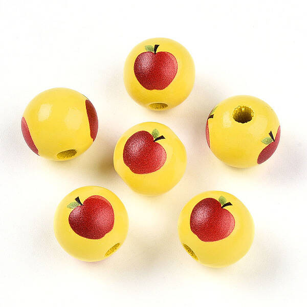 Printed Wood European Beads